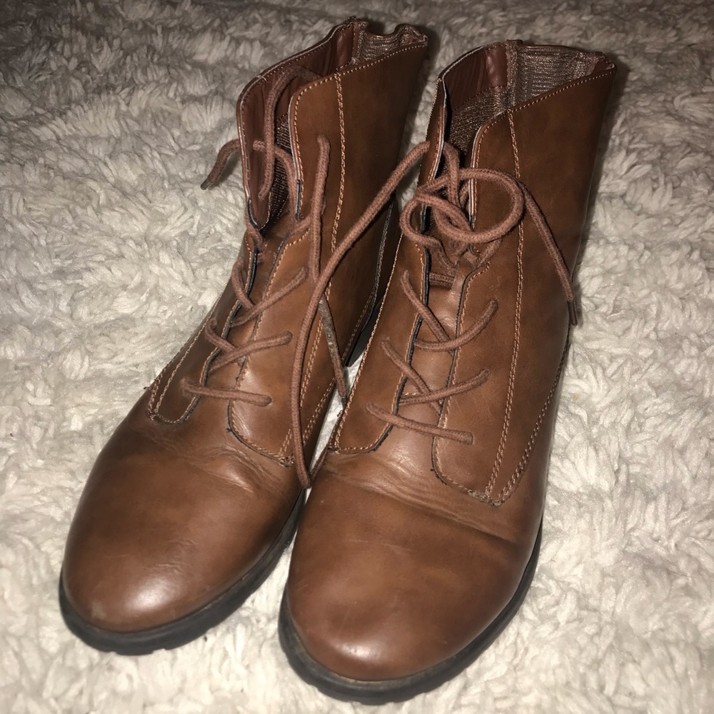 Brown combat boots